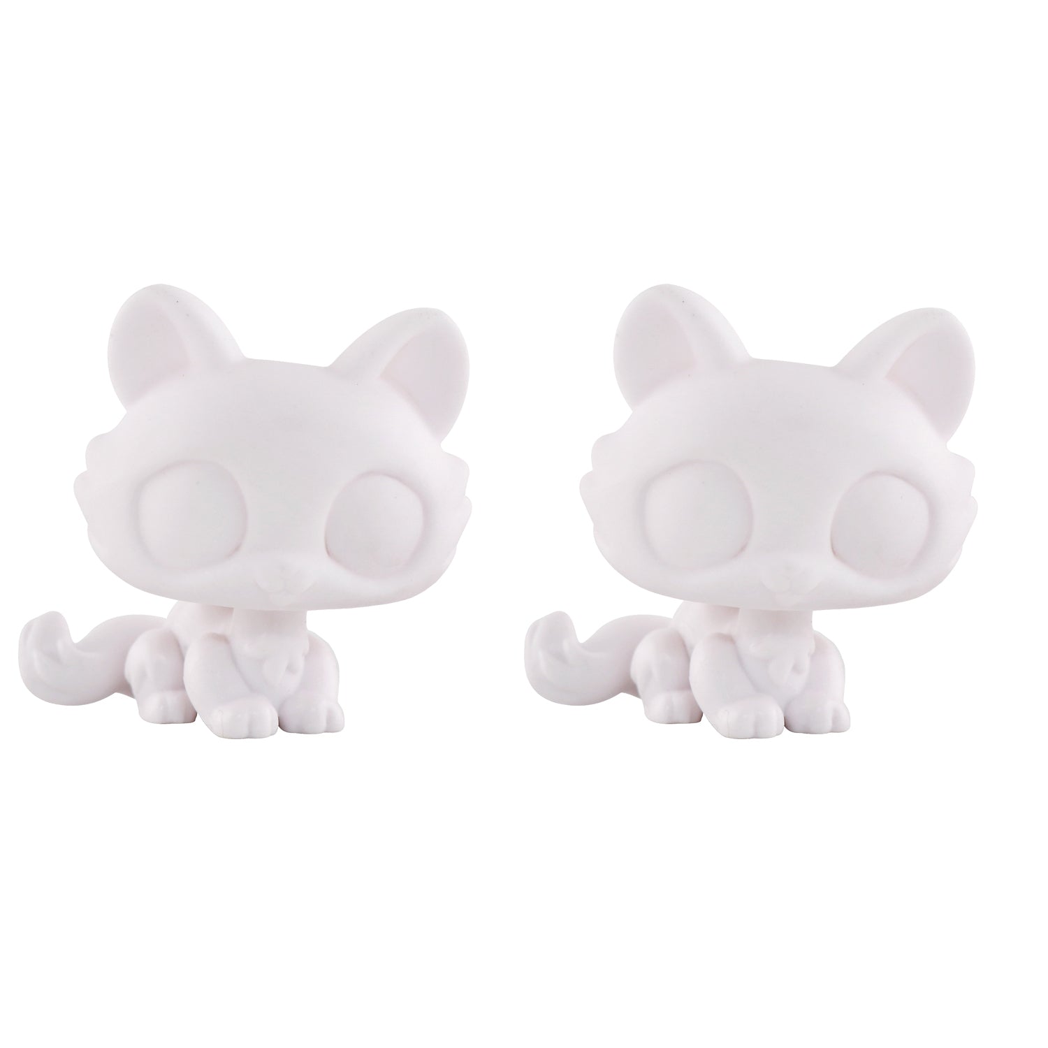 LPS Crouching Sitting Cat White Base Blank Pack of 2 diylpshome